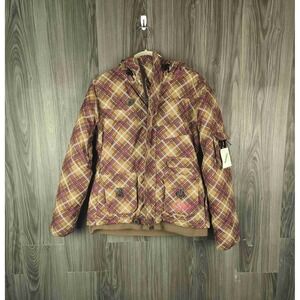 Sims Womens‎ Gold Pink Hooded Multiple Pockets Zipper Button Ski Snowboard Sz S